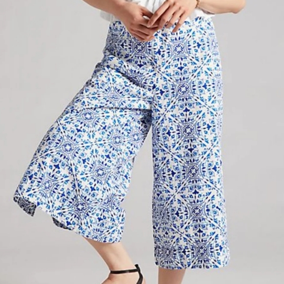 Anthropologie Maeve Cropped Wide-leg Pants - Picture 2 of 9